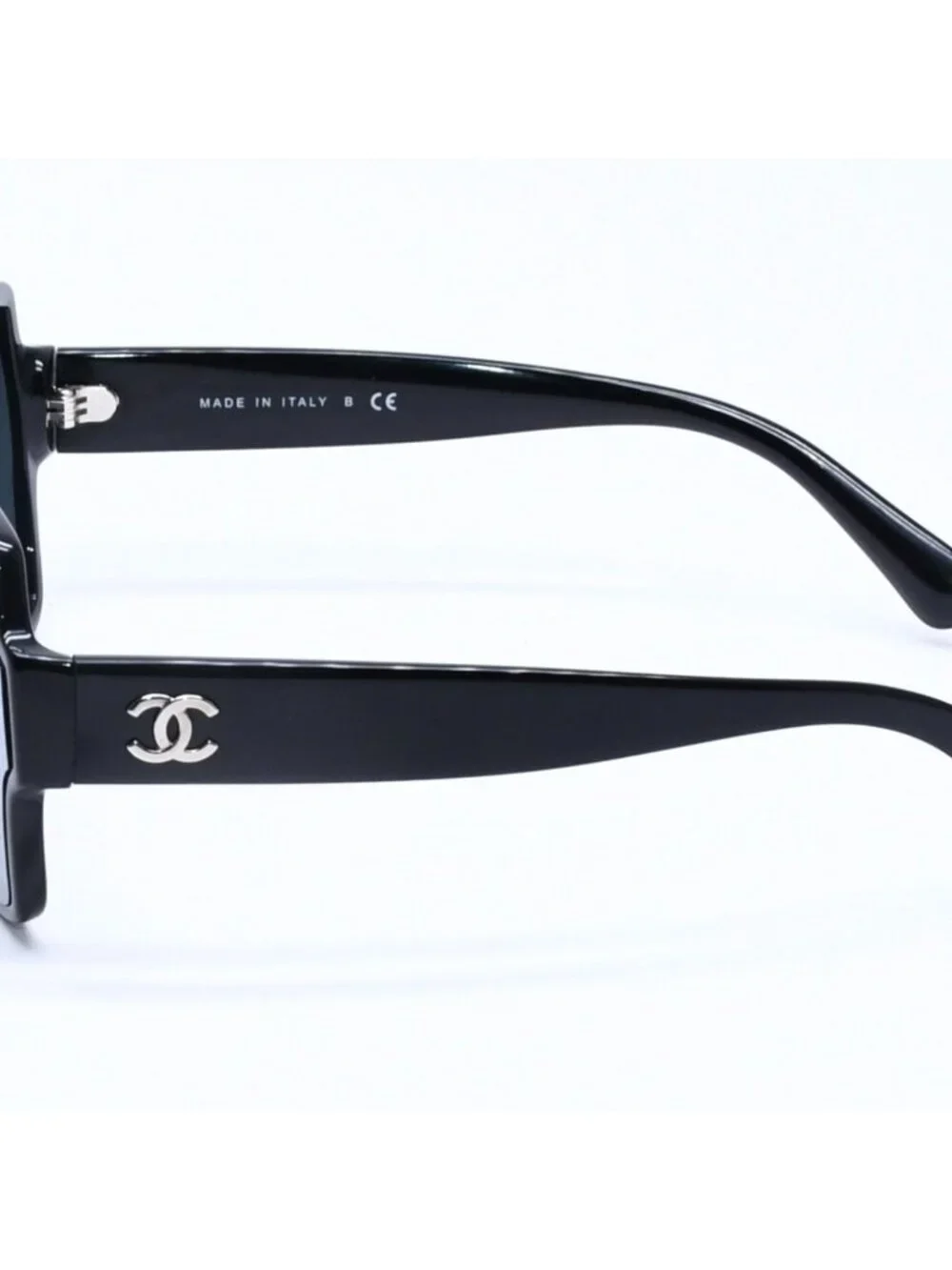 Chanel Square Shape Sunglasses Mirror Lens Black CC Logo Eyewear